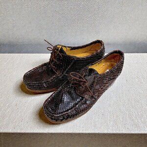 Patrick Cox Wannabe 90s Snake Skin Lace-Up Moc Shoes EU 38.5 / US 8–8.5 Vintage